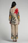 Shop_Taroob_Beige Crepe Collared Jungle Rhapsody Co-ord Set _at_Aza_Fashions