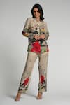 Shop_Taroob_Beige Crepe Collared Jungle Rhapsody Co-ord Set _Online_at_Aza_Fashions