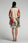 Shop_Taroob_Beige Cotton, Poplin Collared Jungle Rhapsody Dress _at_Aza_Fashions