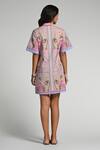 Shop_Taroob_Pink Cotton, Poplin Embroidery Collared Jungle Daydream Short Dress _at_Aza_Fashions