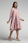 Shop_Taroob_Pink Cotton, Poplin Embroidery Collared Jungle Daydream Midi Dress _Online_at_Aza_Fashions