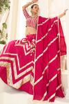 Buy_Muskann Kapadiaa_Pink Silk, Organza Gota Patti V-neck Lehenga Set _at_Aza_Fashions