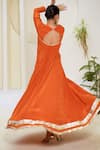 Shop_Muskann Kapadiaa_Orange Crepe, Silk Gota Patti Scoop Neck Designer Anarkali Set _at_Aza_Fashions