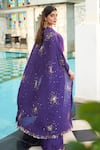 Shop_Muskann Kapadiaa_Purple Chiffon Sequins Cape And Palazzo Set _at_Aza_Fashions