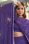 Muskann Kapadiaa_Purple Chiffon Sequins Cape And Palazzo Set _Online_at_Aza_Fashions