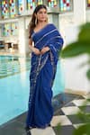Buy_Muskann Kapadiaa_Blue Chiffon Sequins Designer Anaita Saree With Blouse Piece _at_Aza_Fashions