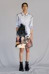 Buy_Anurag Gupta_Gray Crepe Collared Neolithic Short Dress _at_Aza_Fashions