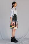 Anurag Gupta_Gray Crepe Collared Neolithic Short Dress _Online_at_Aza_Fashions