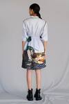 Shop_Anurag Gupta_Gray Crepe Collared Neolithic Short Dress _at_Aza_Fashions