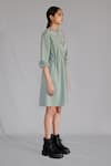 Buy_Anurag Gupta_Gray Crepe Round Neck Grey Knitted Panel Short Dress _Online_at_Aza_Fashions