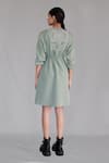 Shop_Anurag Gupta_Gray Crepe Round Neck Grey Knitted Panel Short Dress _at_Aza_Fashions