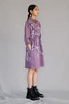 Shop_Anurag Gupta_Purple Crepe Collared Mauve Map Short Dress _at_Aza_Fashions