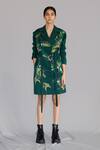 Buy_Anurag Gupta_Green Crepe Collared Map Coat Dress _at_Aza_Fashions