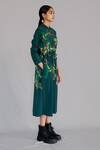 Anurag Gupta_Green Crepe Mandarin Collar Map Print Long Dress _Online_at_Aza_Fashions