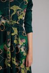 Buy_Anurag Gupta_Green Crepe Mandarin Collar Map Print Long Dress _Online_at_Aza_Fashions