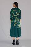 Shop_Anurag Gupta_Green Crepe Mandarin Collar Map Print Long Dress _at_Aza_Fashions