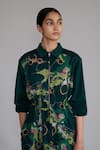 Buy_Anurag Gupta_Green Crepe Collared Map Short Dress _Online_at_Aza_Fashions