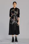 Buy_Anurag Gupta_Black Crepe Embroidery High Neck Map Long Dress _at_Aza_Fashions