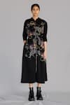 Buy_Anurag Gupta_Black Crepe High Neck Map Dress _at_Aza_Fashions