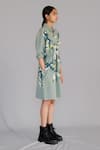 Buy_Anurag Gupta_Gray Crepe Collared Grey Map Short Dress _Online_at_Aza_Fashions