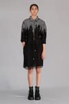 Buy_Anurag Gupta_Gray Silk Embroidery Collared Grey Mud Short Dress _at_Aza_Fashions
