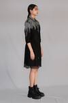 Anurag Gupta_Gray Silk Embroidery Collared Grey Mud Short Dress _Online_at_Aza_Fashions