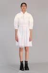 Buy_Anurag Gupta_White Silk Embroidery Collared Mud Short Dress _at_Aza_Fashions
