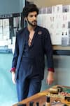 Buy_Jatin Malik_Blue Crepe Brooches Midnight Designer Nighttime Set _at_Aza_Fashions