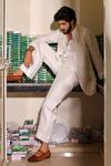 Shop_Jatin Malik_Ivory Linen Blend Designer Set _at_Aza_Fashions