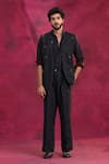 Buy_Jatin Malik_Charcoal Cotton, Linen Embroidery Designer River Set _at_Aza_Fashions