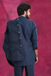 Jatin Malik_Navy Cotton, Linen Midnight Ripple Set _at_Aza_Fashions