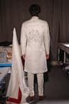 Shop_Jatin Malik_Ivory Linen, Silk Embroidery, Beads Imperial White Sherwani Set _at_Aza_Fashions