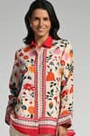 Buy_Taroob_Multi Color Linen Embroidery Collared Bageecha Co-ord Set _Online_at_Aza_Fashions