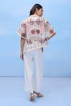 Shop_COUCHÉ BY ANANDINI_Purple Silk Organza Embroidery Collared Floral Print Shirt _at_Aza_Fashions