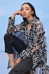 Buy_COUCHÉ BY ANANDINI_Black Silk Organza Embroidery Collared Floral Cut Bloom Designer Shirt _Online_at_Aza_Fashions