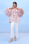 COUCHÉ BY ANANDINI_Purple Silk, Crepe Applique Collared Designer Shirt _Online_at_Aza_Fashions