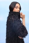 Shop_COUCHÉ BY ANANDINI_Black Nylon, Net V-neck Designer Tulle Shirt _Online_at_Aza_Fashions