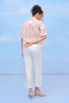 Shop_COUCHÉ BY ANANDINI_Pink Silk Organza Embroidery Collared Designer Shirt _at_Aza_Fashions