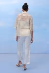 Shop_COUCHÉ BY ANANDINI_Cream Nylon, Net Embroidery Collared Designer Floral Shirt _at_Aza_Fashions