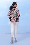 Shop_COUCHÉ BY ANANDINI_Black Silk, Crepe Embroidery Collared Floral Print Shirt _at_Aza_Fashions