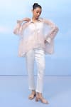 Buy_COUCHÉ BY ANANDINI_Pink Silk Organza Embroidery Collared Designer Soft Illusion Shirt _at_Aza_Fashions