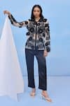 Buy_COUCHÉ BY ANANDINI_Black Nylon, Net Fabric Flowers Collared Floral Embroidered Designer Shirt _at_Aza_Fashions
