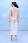 Shop_COUCHÉ BY ANANDINI_Pink Silk Organza Embroidery V-neck Designer Ombre Effect Top _at_Aza_Fashions