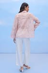 Shop_COUCHÉ BY ANANDINI_Pink Silk Organza Embroidery Collared Botanical Blossoms Shirt _at_Aza_Fashions