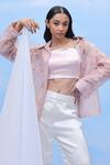 COUCHÉ BY ANANDINI_Pink Silk Organza Embroidery Collared Botanical Blossoms Shirt _Online_at_Aza_Fashions