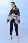Buy_COUCHÉ BY ANANDINI_Black Silk Organza Embroidery Collared Designer Soft Illusion Shirt _at_Aza_Fashions