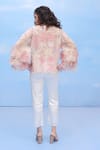 Shop_COUCHÉ BY ANANDINI_Pink Silk Organza Embroidery Round Neck Floral Top _at_Aza_Fashions
