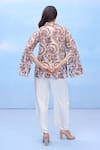 Shop_COUCHÉ BY ANANDINI_Purple Silk Organza Embroidery Collared Designer Ombre Effect Top _at_Aza_Fashions