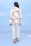 Shop_COUCHÉ BY ANANDINI_White Silk, Crepe Fabric Flowers Collared Designer Velvet Dreams Shirt _at_Aza_Fashions