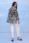 Shop_COUCHÉ BY ANANDINI_Black Silk Organza Embroidery Collared Hibiscus Motif Shirt _at_Aza_Fashions